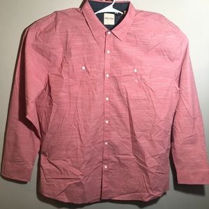 Holton LS Red Textured Stripe Shirt Button Down